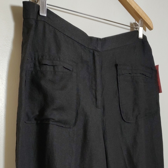 Harve Beenard Linen Viscose Black Cropped Pants - Picture 2 of 7